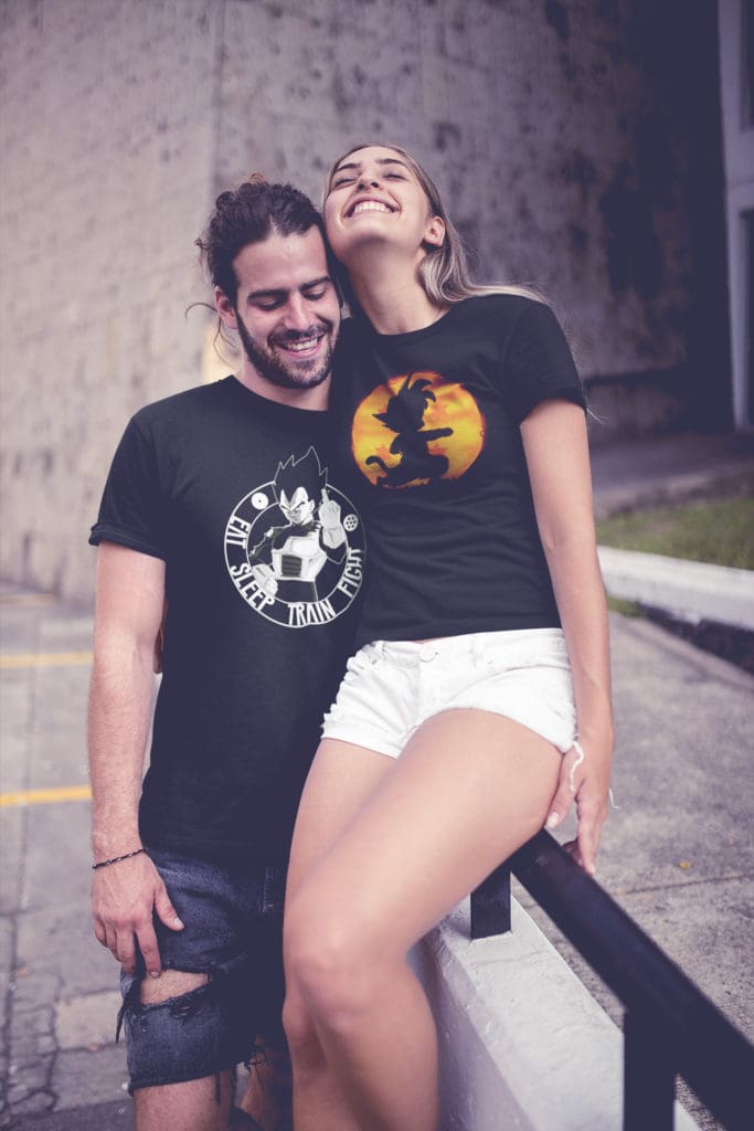 Download couple-wearing-t-shirts-mockup-in-an-urban-environment ...